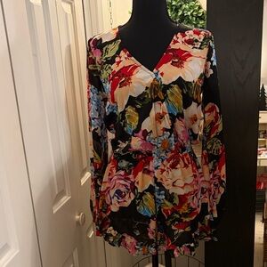 Show Me Your MuMu Floral Romper - Black and Multicolor